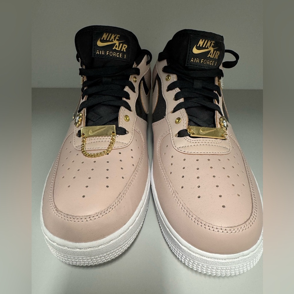 Nike Air Force 1 Rose and Black with Gold Accents and Charms Never Worn size 11
